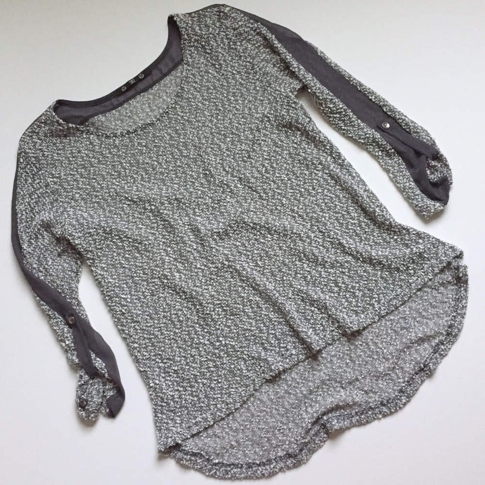 Coin 1804 | gray white loose knit sweater roll tab